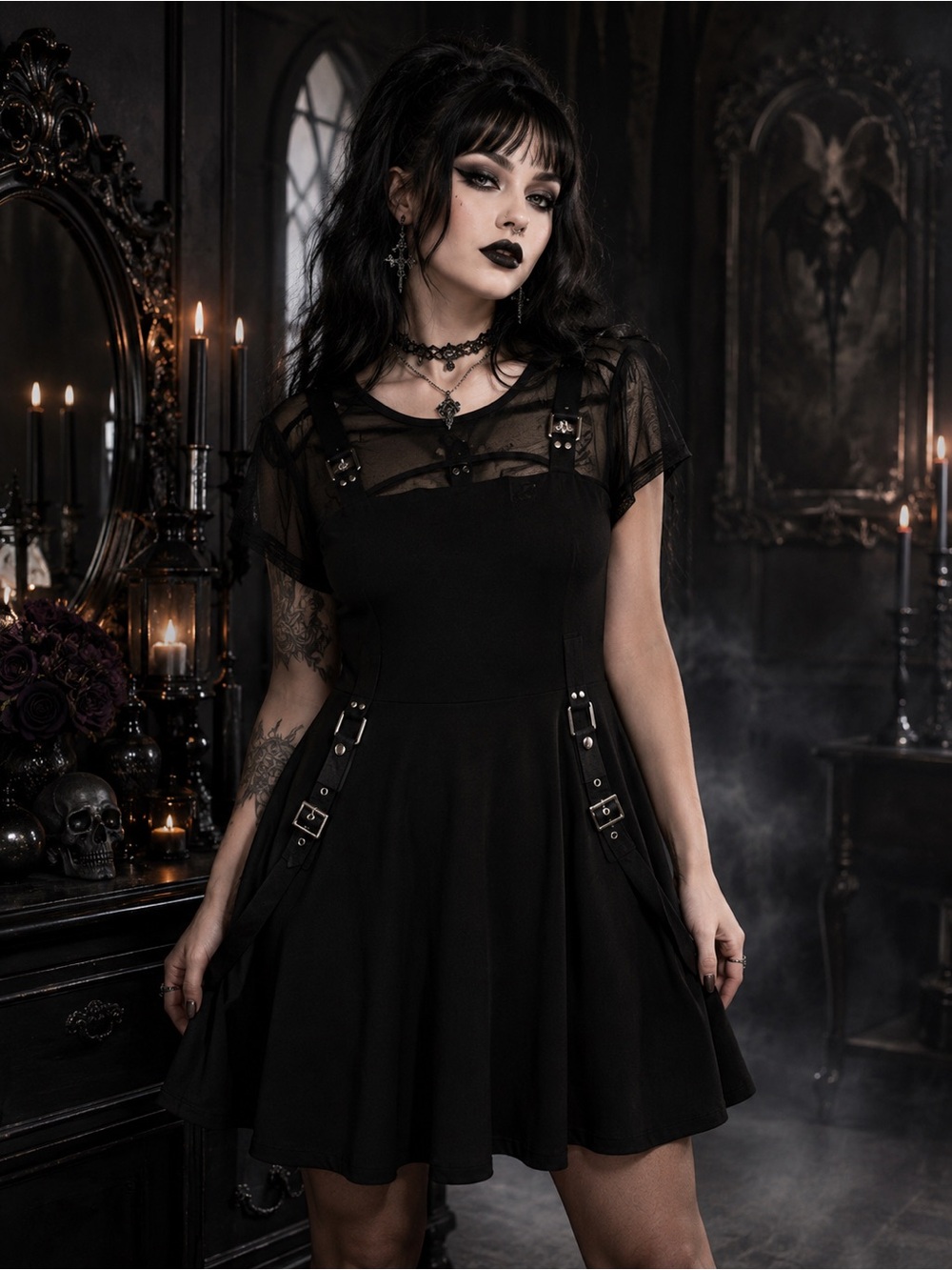 Killstar Kounter Kulture Black Goth Skater Dress Plus 4XL BNWT